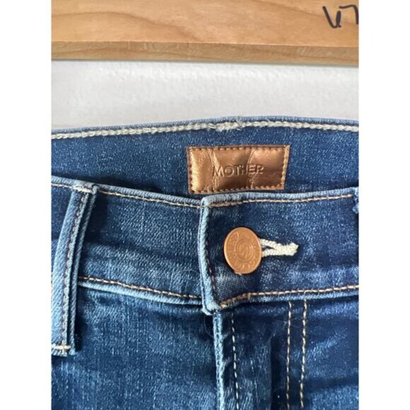 NWT Mother The Insider Crop Step Fray Bootcut Denim Jeans in Teaming Up Wash - Picture 5 of 10